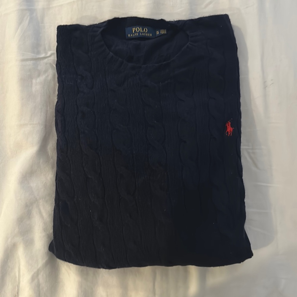 Polo Ralph Lauren Navy Blue Wool and Cashmere Cable Knit Sweater men’s XL